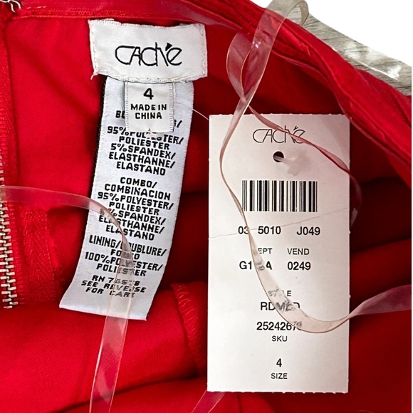 NWT Cache Vibrant Red Sexy Strapless Piped Seaming Dress Sz 4 - Picture 5 of 9